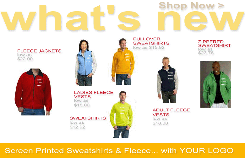 screen printed sweatshirts, screen printed fleece, screen print sweat